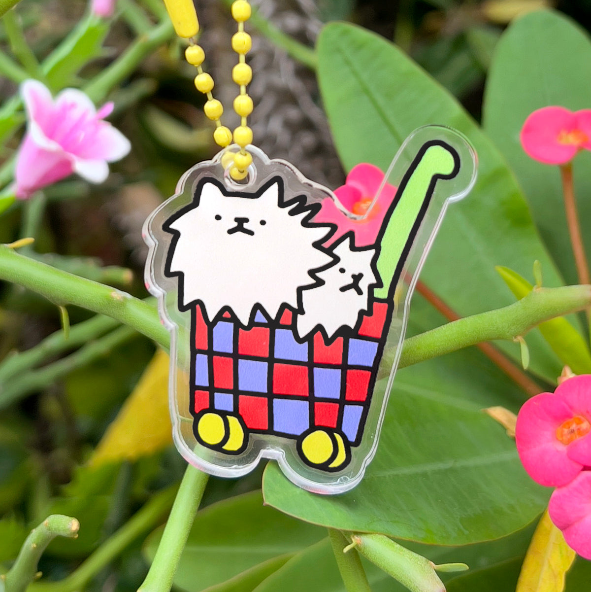 Keychain - Dog in Cart