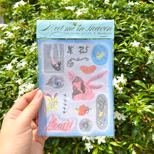 Meet Me in Heaven Risograph Sticker Sheet